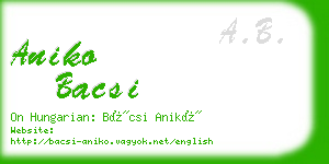 aniko bacsi business card